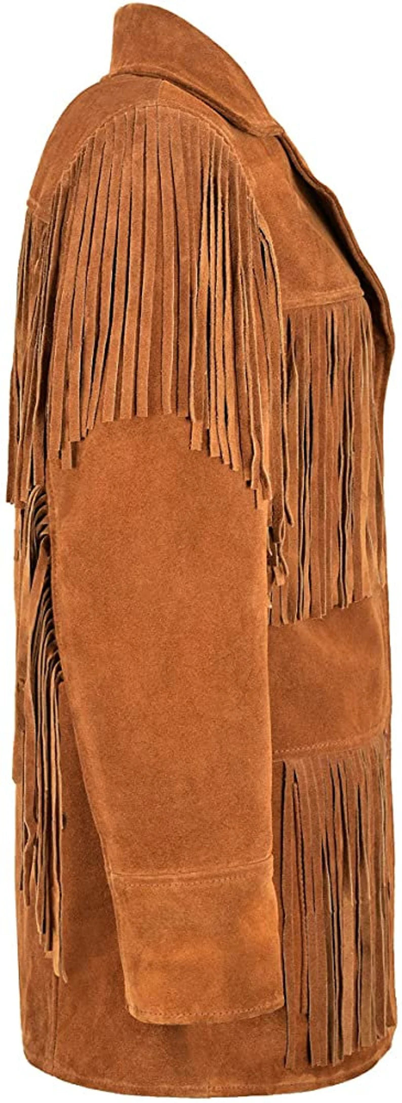 Brown Suede Leather Fringes Jacket For Women WWJ506