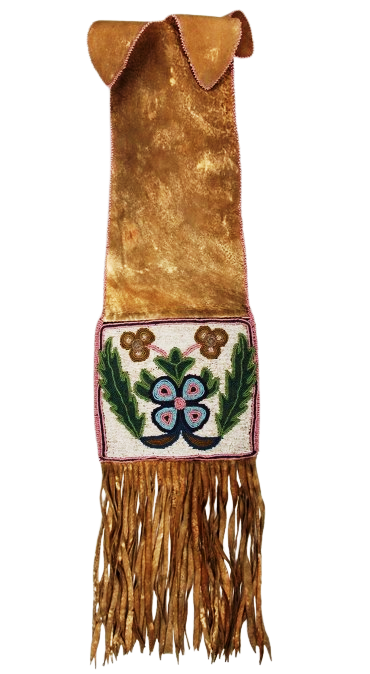 Old Native American Style Buffalo Hide Beaded Tobacco Pipe Bag NPB08