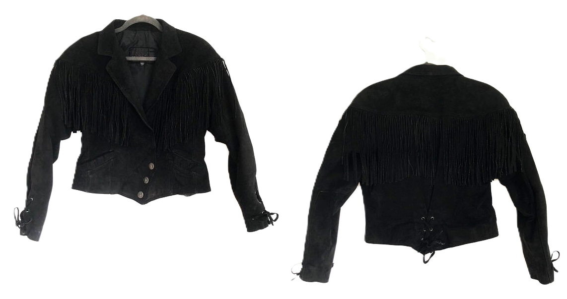 Black suede short jacket sales