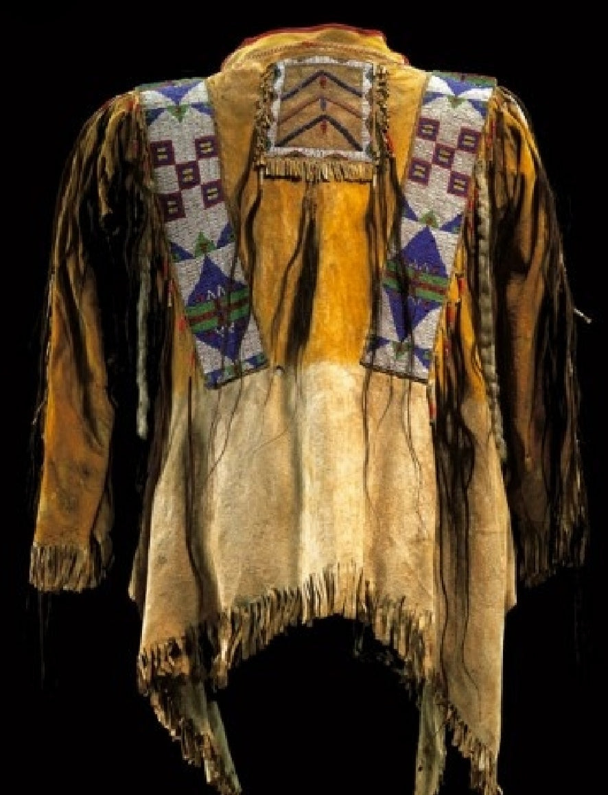 Old Style Buckskin Suede Hide Fringes Beaded Powwow Regalia War Shirt NA837