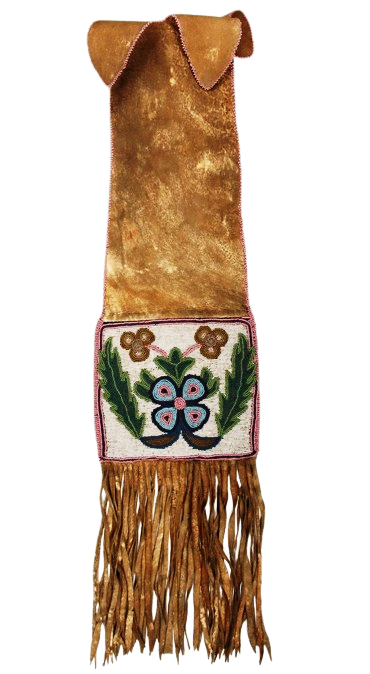 Old Native American Style Buckakin Hide Beaded Tobacco Pipe Bag NPB08