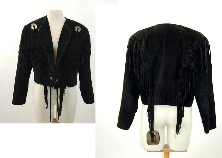 Cowgirl's Black Suede Leather Fringe Short Body Jacket WWJ534