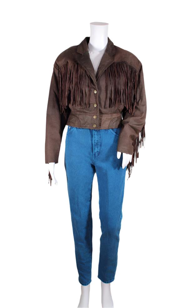 Brown Leather Fringe Jacket Short Body For Women WWJ627