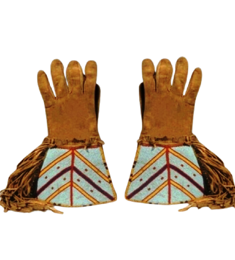 Beaded Gloves Old Native American Style Handmade Leather Gauntlet Gloves NGV93