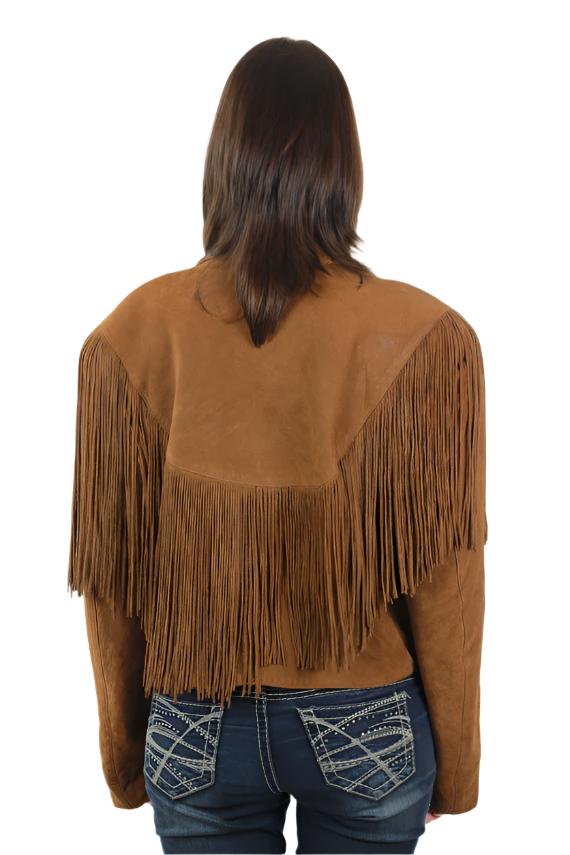 Cowgirl Brown Suede Leather Long Fringe Jacket WWJ631