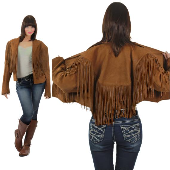 Cowgirl Brown Suede Leather Long Fringe Jacket WWJ631