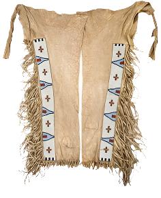 Native American Style Fringe Beaded Leather Chaps Leggings NCP102