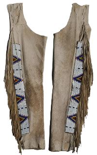 Native American Style Fringe Beaded Leather Chaps Leggings NCP104