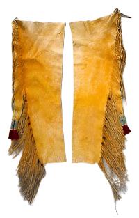 Native American Style Fringe Tan Suede Leather Chaps Leggings NCP105