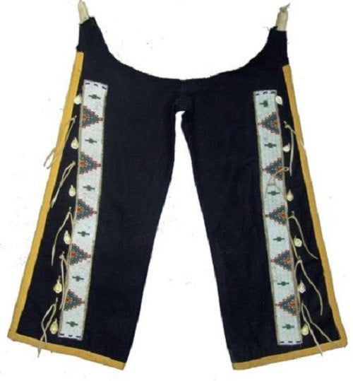 Native Chaps Native American Style Fringe Beaded Leather Chaps Leggings NCP120 ...