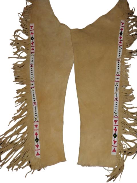 Native American Style Fringe Beaded Leather Chaps Leggings NCP124