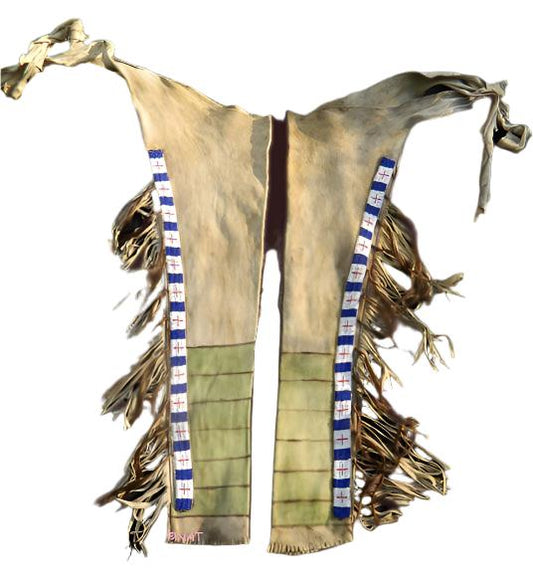 Native American Style Fringe Beaded Leather Chaps Leggings NCP125