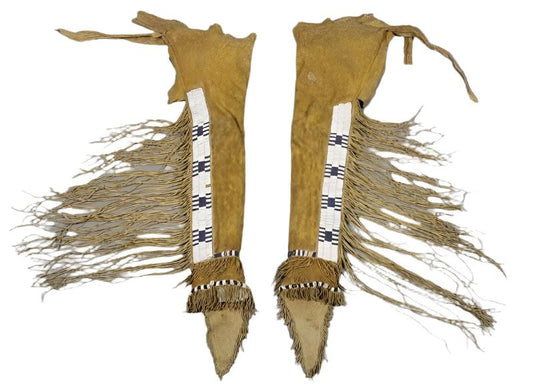 Native American Style Fringe Beaded Leather Chaps Leggings NCP129