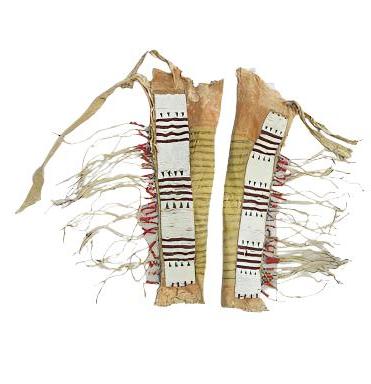 Native American Style Fringe Beaded Leather Chaps Leggings NCP131