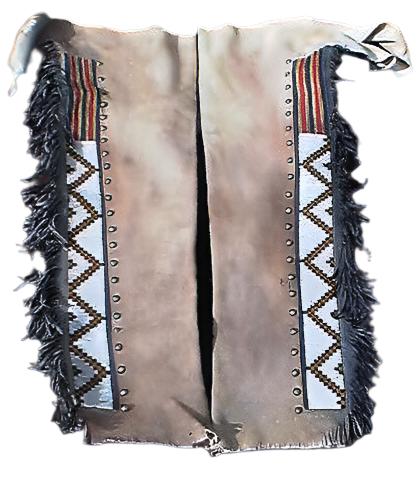 Native American Style Fringe Beaded Leather Chaps Leggings NCP133