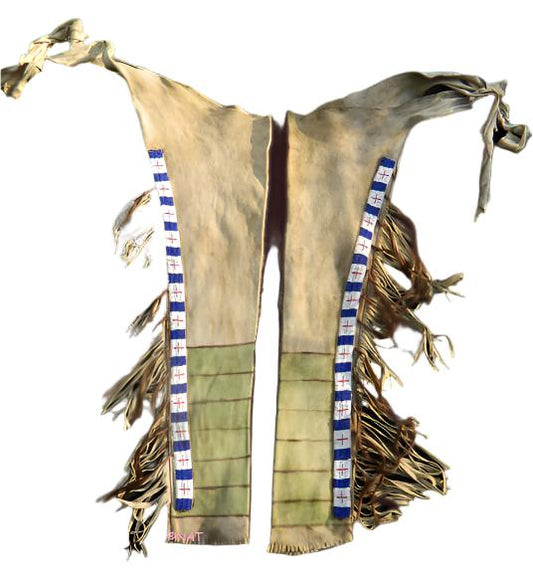 Native American Style Fringe Beaded Leather Chaps Leggings NCP136