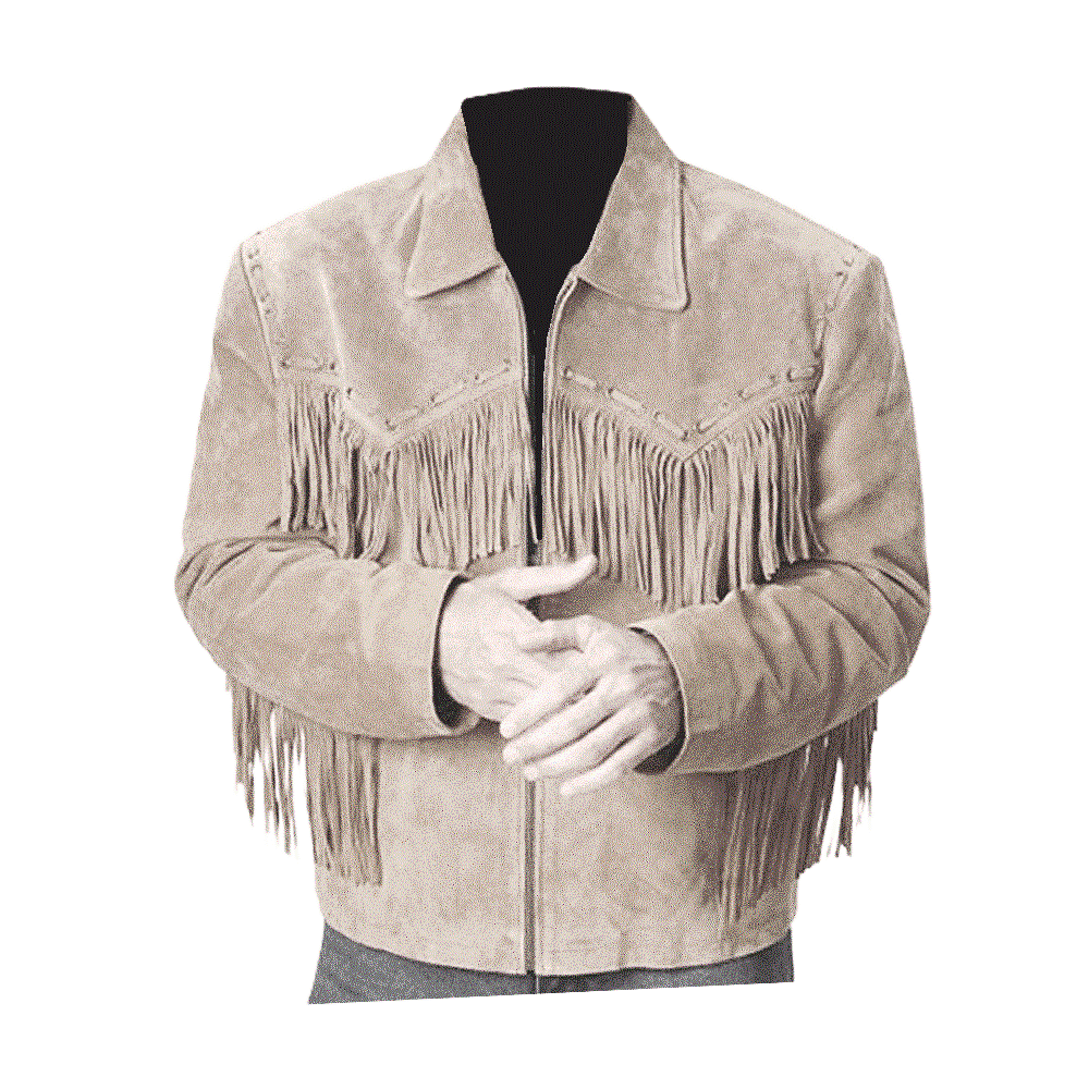 Western Men's Suede Leather Fringe Cowboy Jacket MW876