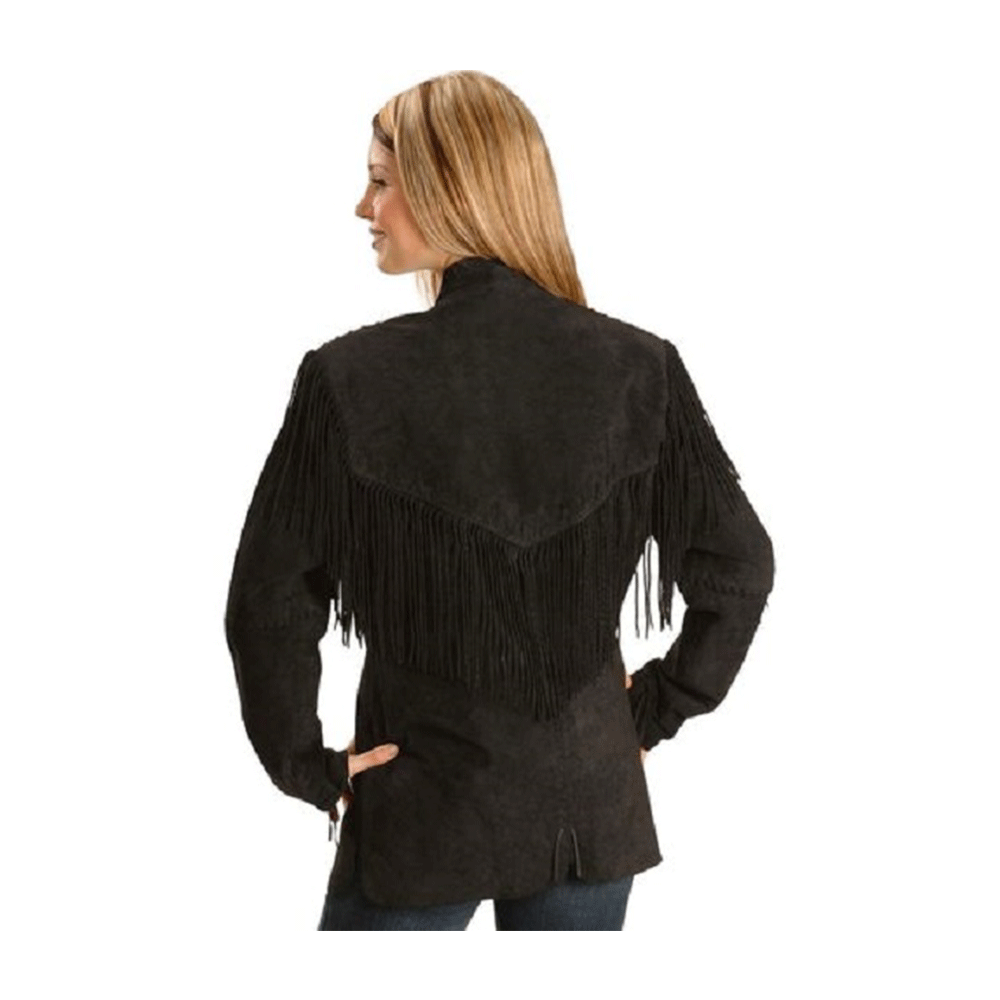 Cowgirl Brown Suede Leather Fringe Jacket Coat WWJ761