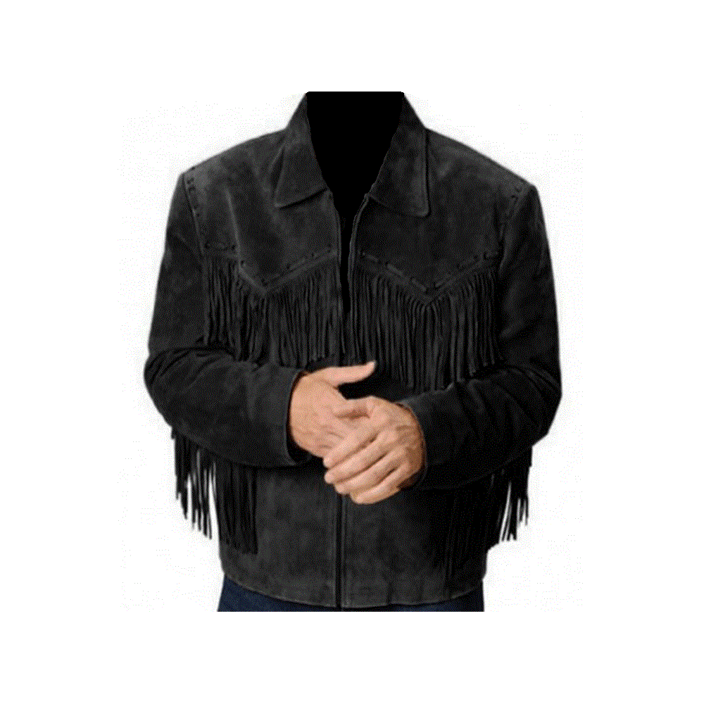 Western Men's Suede Leather Fringe Cowboy Jacket MW876