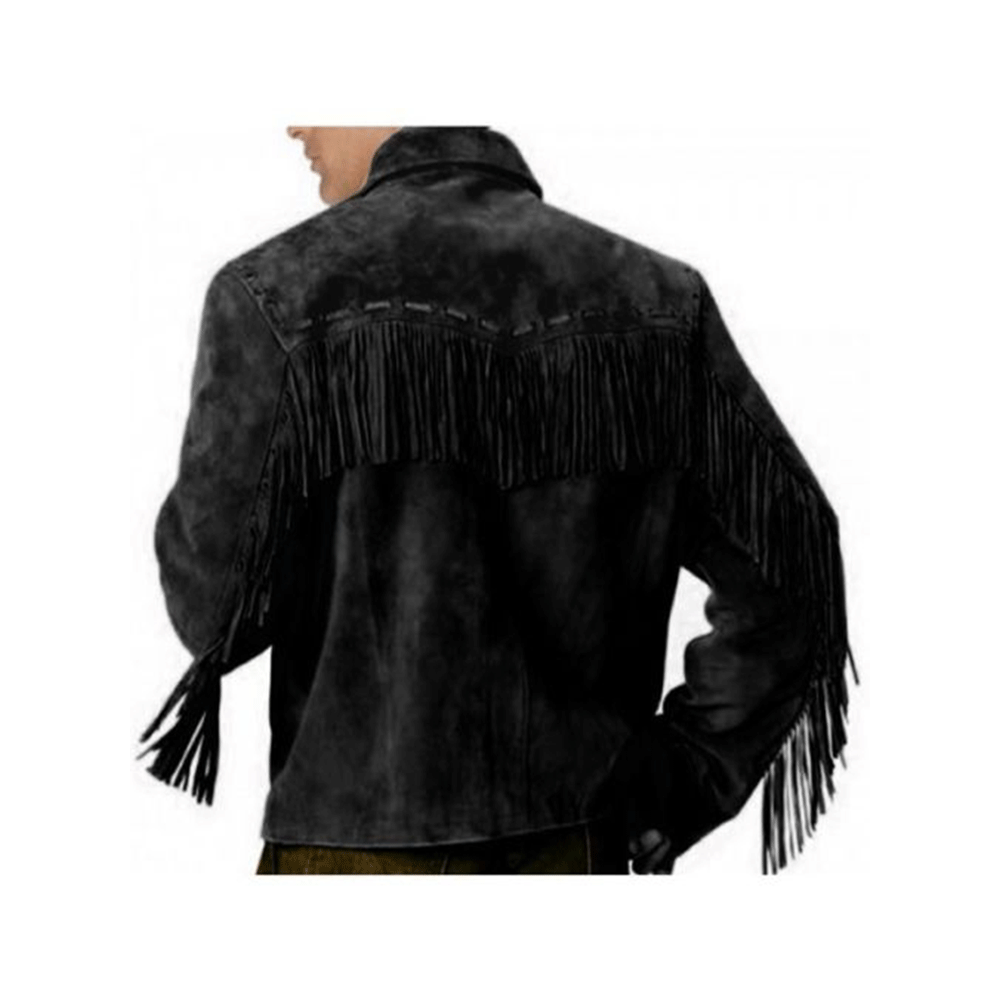 Western Men's Suede Leather Fringe Cowboy Jacket MW876