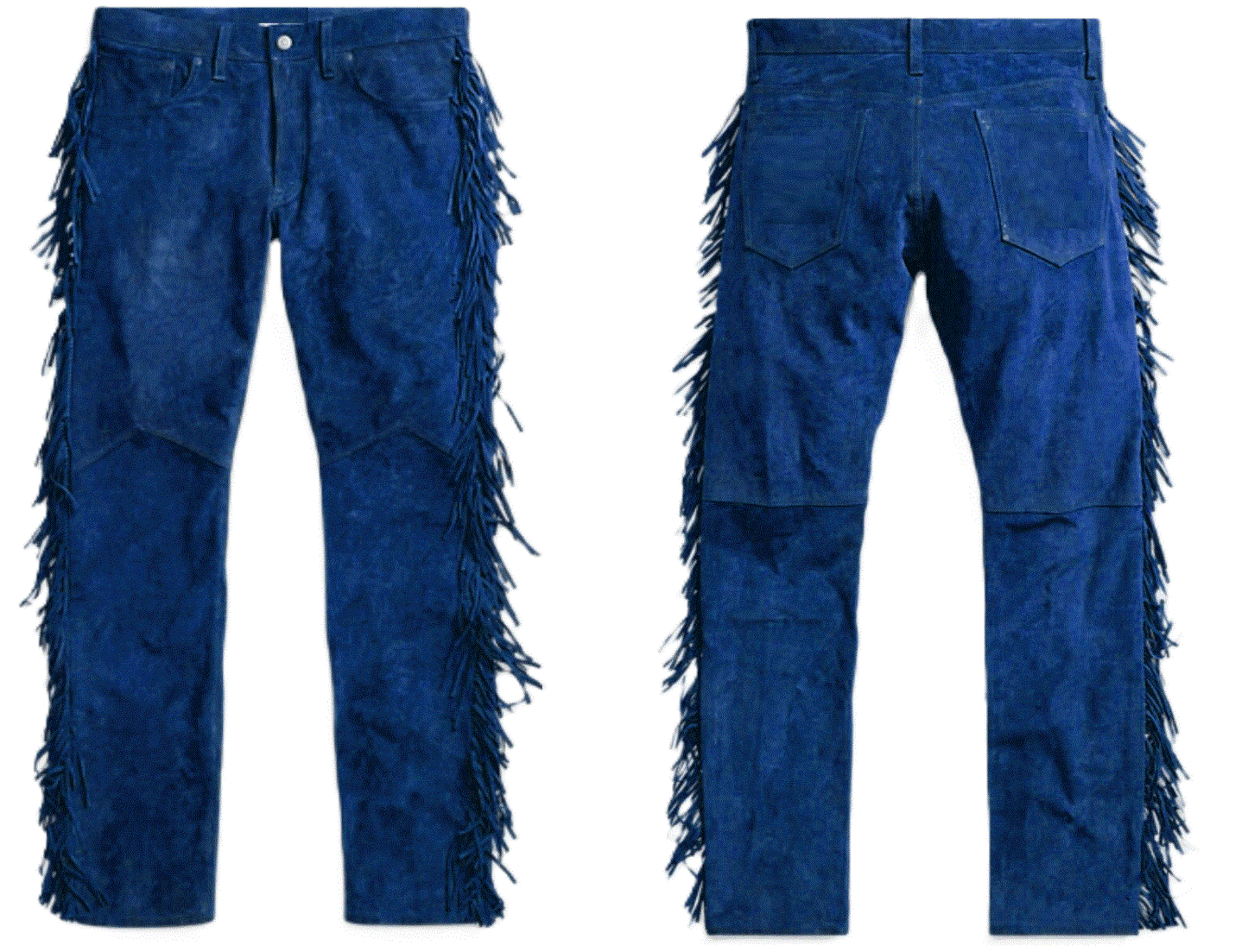 Mens New Blue Buckskin Suede leather Western Hippy Fringe Pants WBP-113