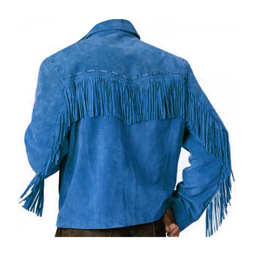 Western Men's Suede Leather Fringe Cowboy Jacket MW876