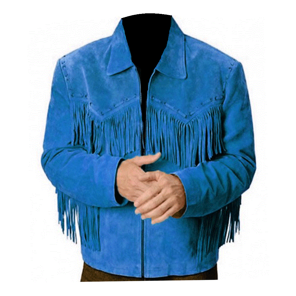 Western Men's Suede Leather Fringe Cowboy Jacket MW876