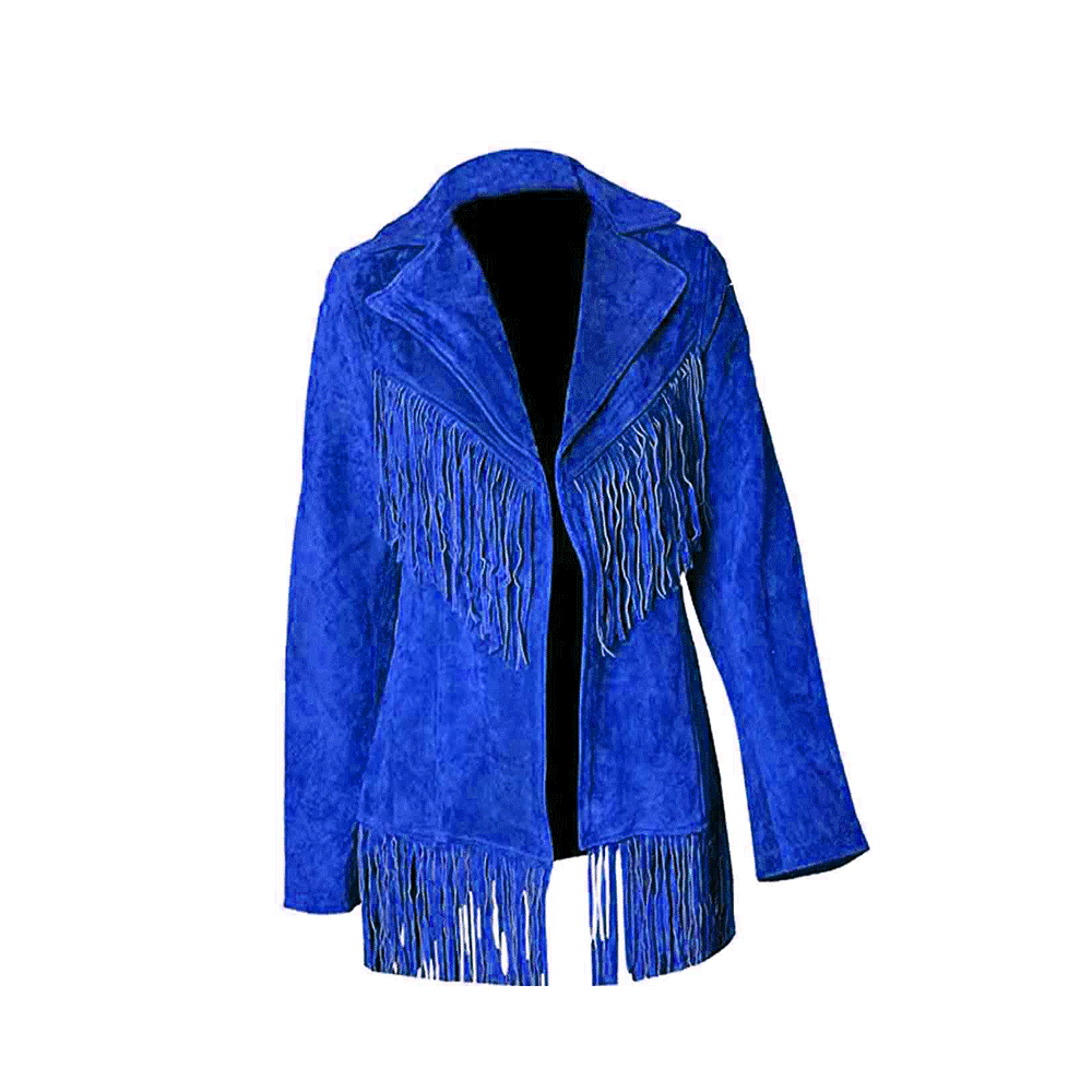 Cowgirl Black Suede Leather Fringes Jacket WWJ756