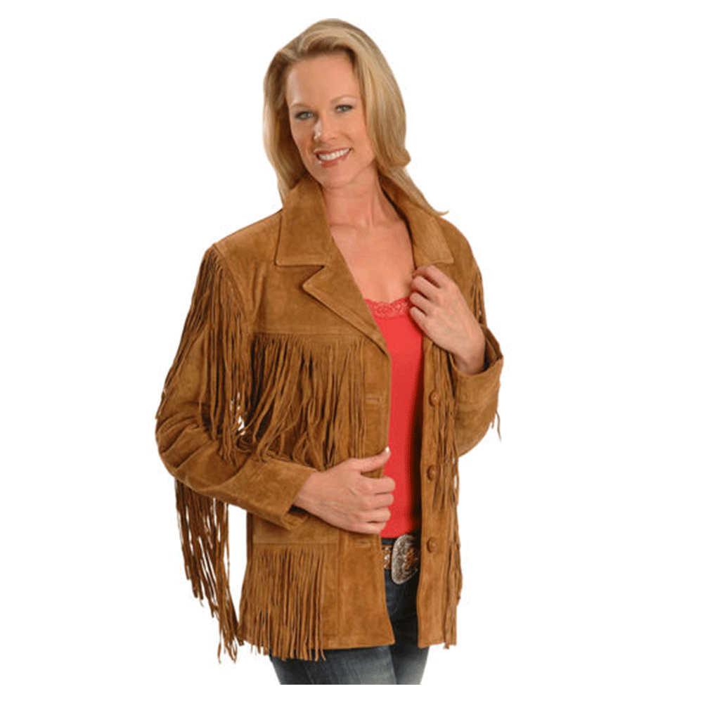 Cowgirl Brown Suede Leather Fringe Jacket Coat WWJ641