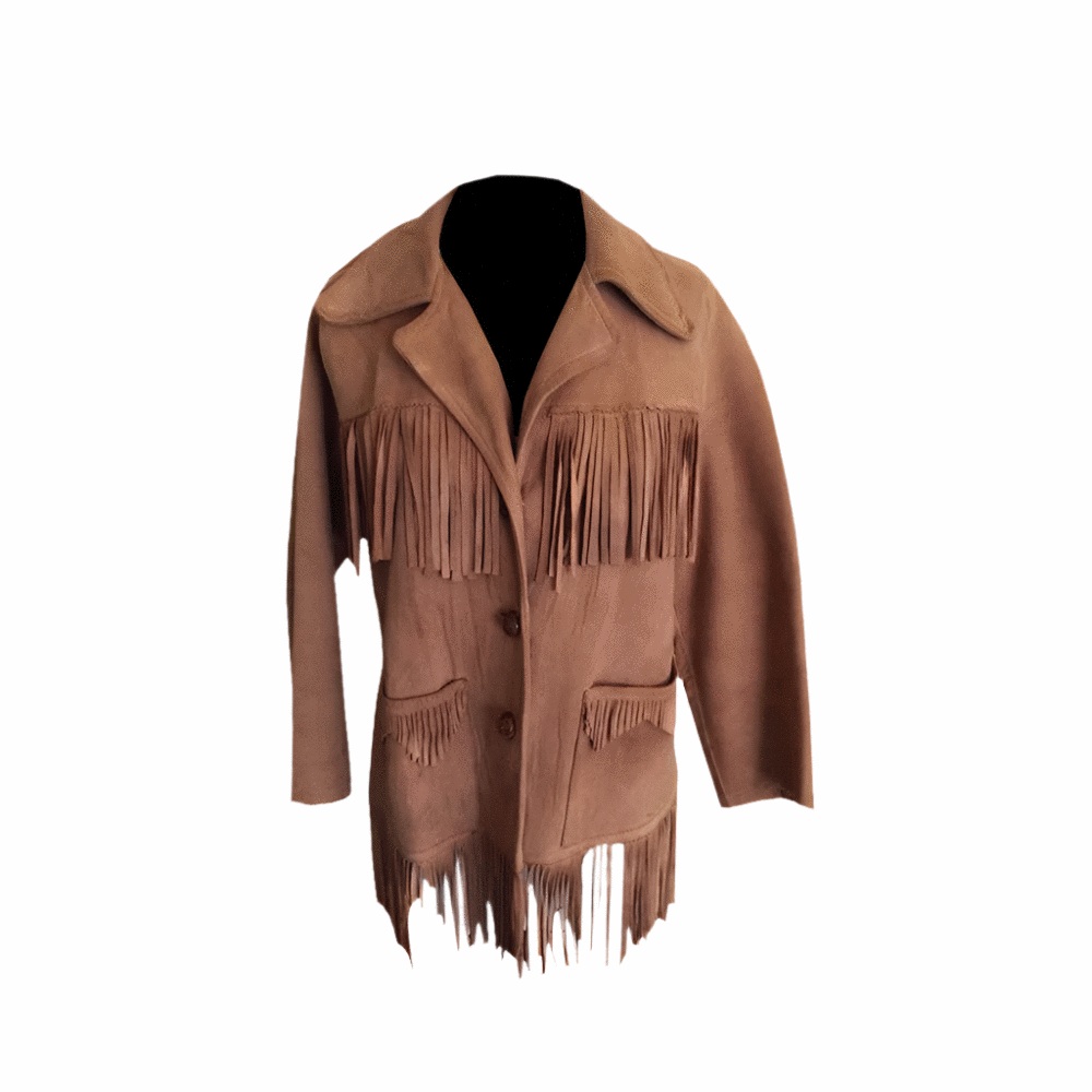 Men's Western Brown Suede Leather Fringes Jacket MW891