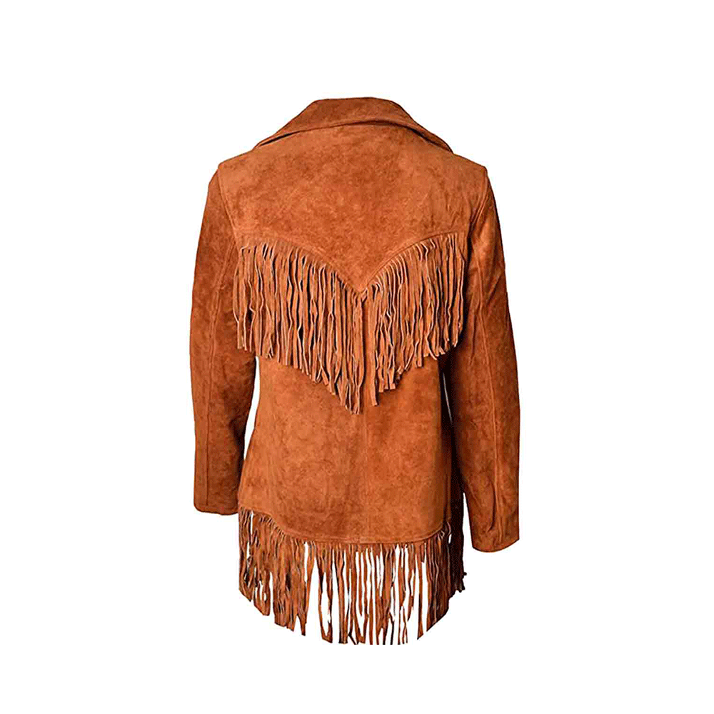 Cowgirl Black Suede Leather Fringes Jacket WWJ756