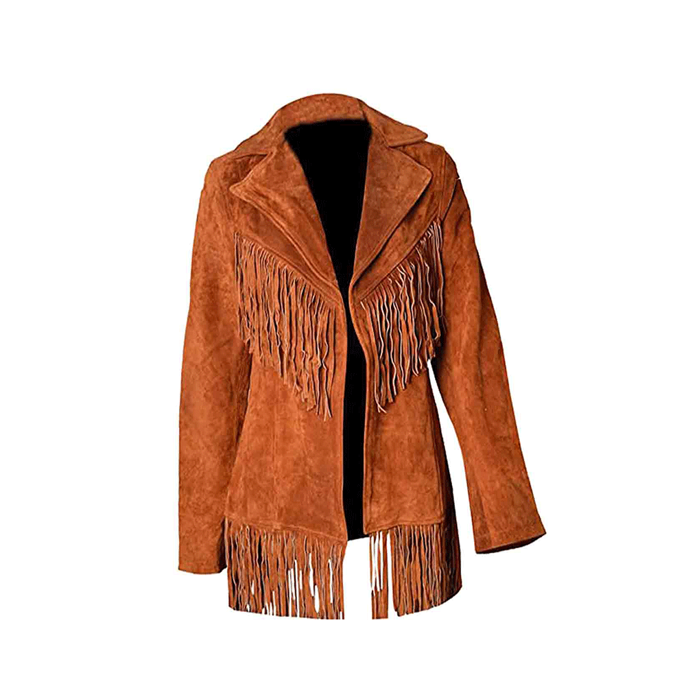 Cowgirl Black Suede Leather Fringes Jacket WWJ756