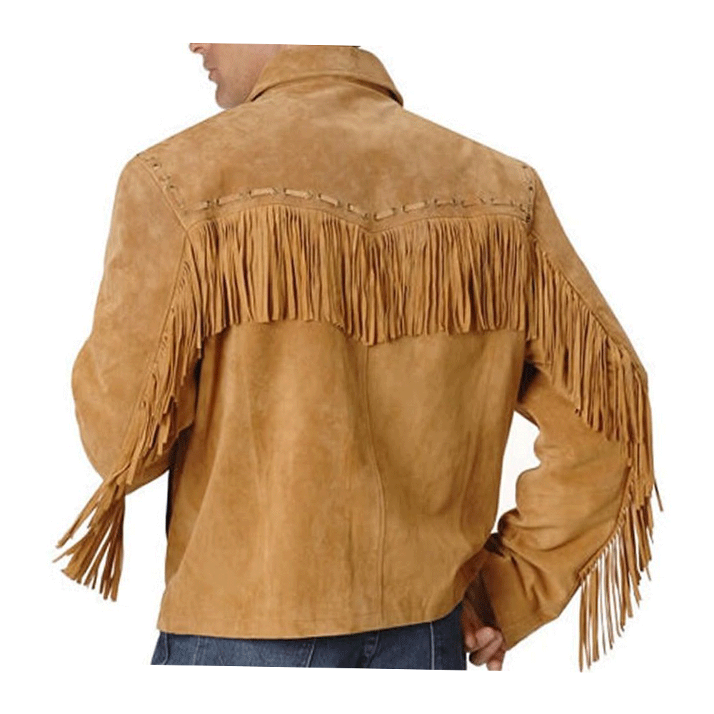 Western Men's Suede Leather Fringe Cowboy Jacket MW876