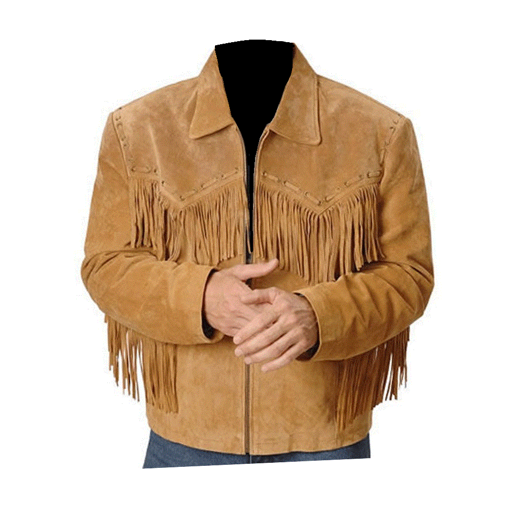 Western Men's Suede Leather Fringe Cowboy Jacket MW876