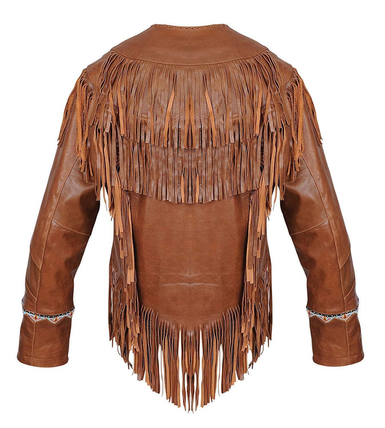 Cowgirl Brown Leather Fringe Beaded Jacket WWJ654