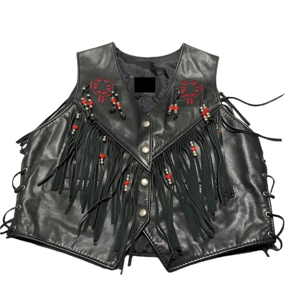 Cowgirl's Western Black Leather Fringe Vest CGV438
