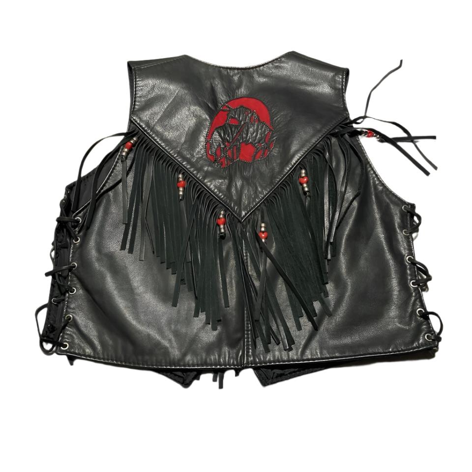 Cowgirl's Western Black Leather Fringe Vest CGV438