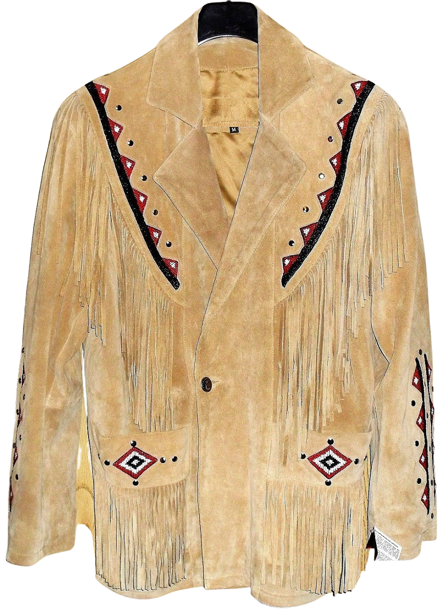 Buckskin Jacket Western Beige Suede Leather Fringes Jacket MWJ505