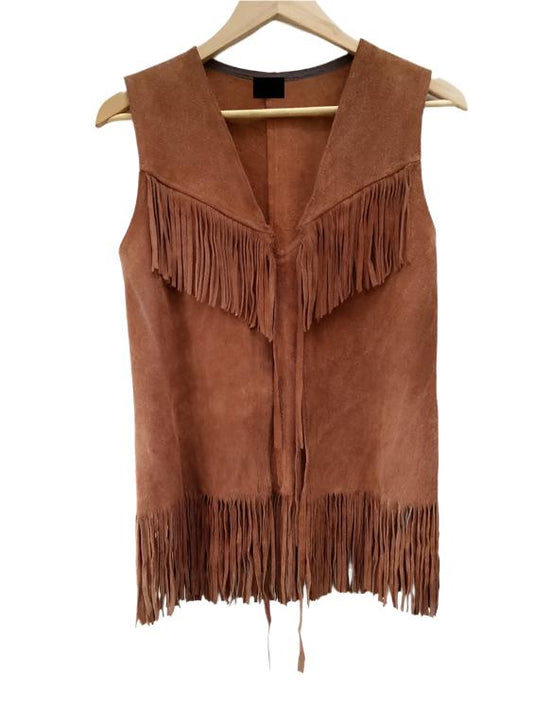Cowgirl's Western Brown Suede Leather Fringe Vest CGV406