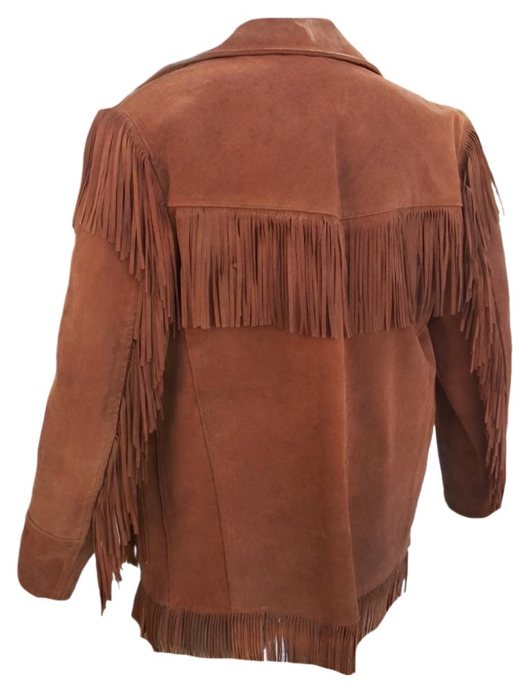 Western Brown Suede Leather Fringes Suits Jacket & Pant WJP114