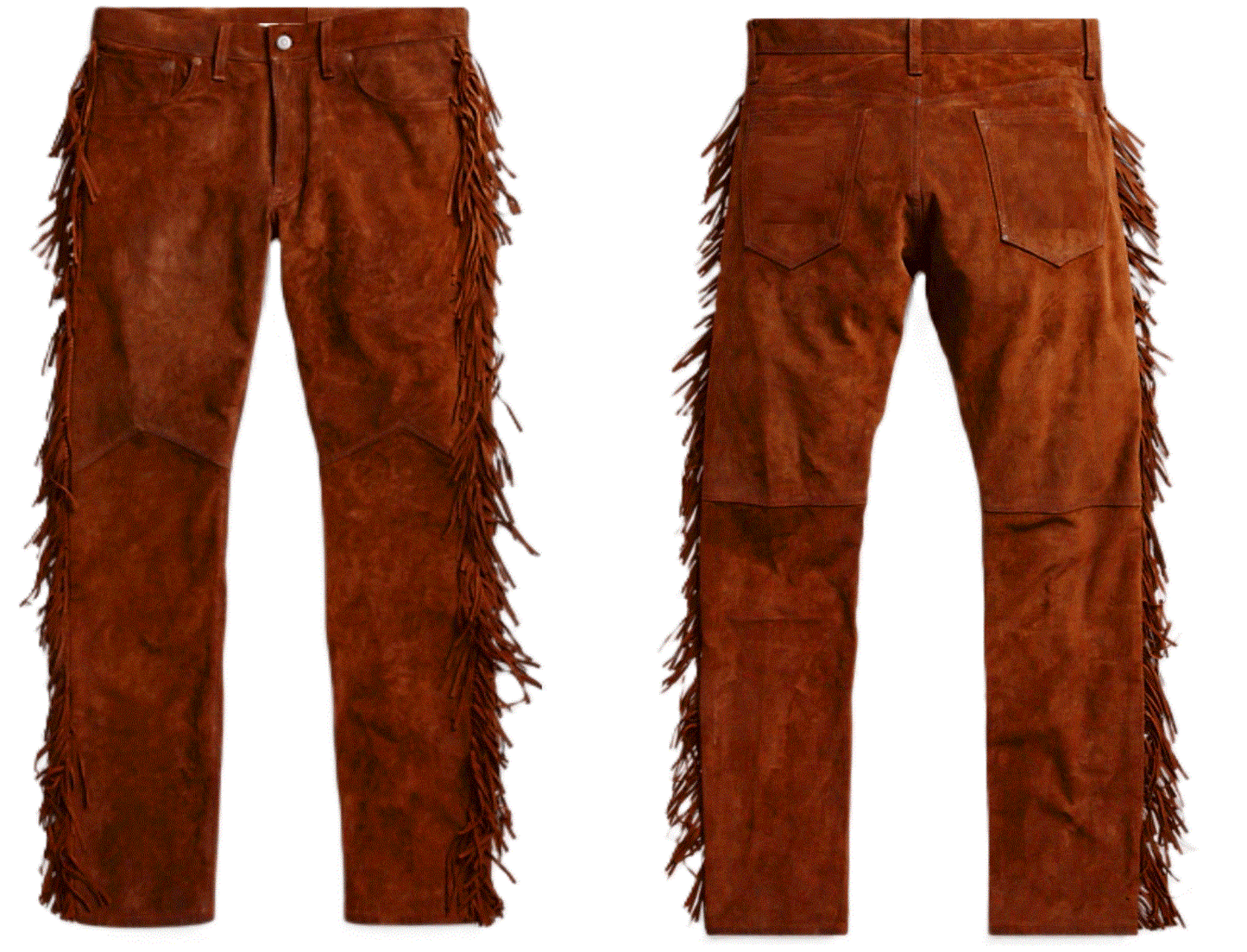 Mens New Brown Buckskin Suede leather Western Hippy Fringe Pants WBP-115
