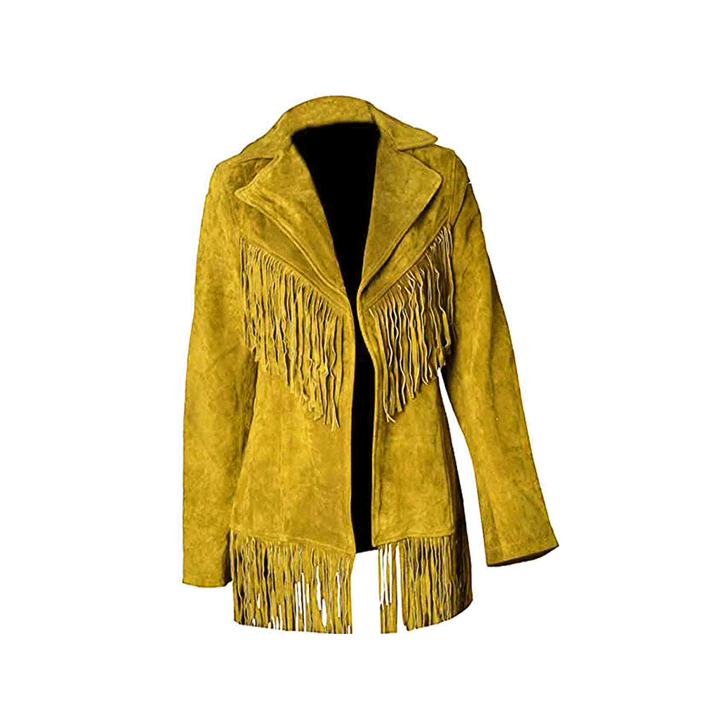 Cowgirl Black Suede Leather Fringes Jacket WWJ756