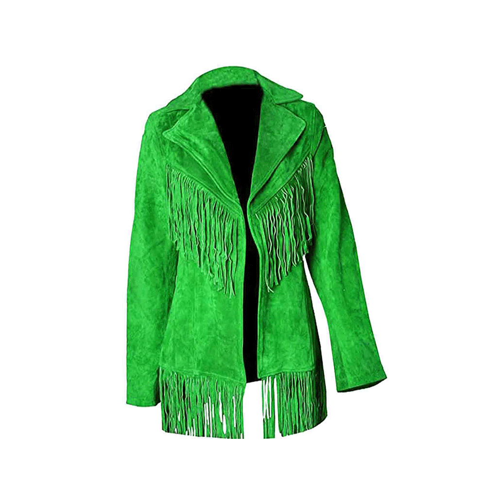Cowgirl Black Suede Leather Fringes Jacket WWJ756