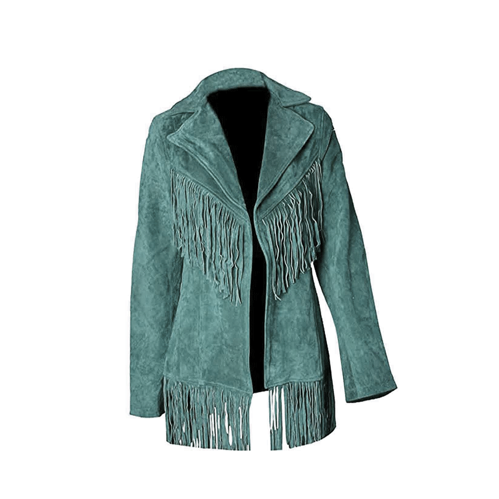 Cowgirl Black Suede Leather Fringes Jacket WWJ756