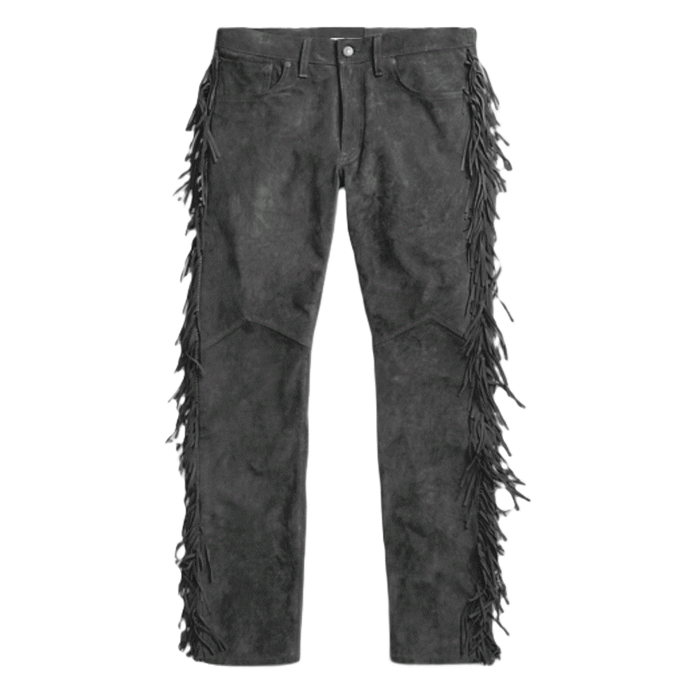 Mens New Brown Buckskin Suede leather Western Hippy Fringe Pants WBP-115