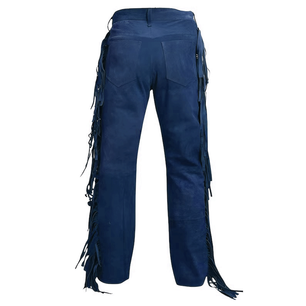 Mens New Brown Buckskin Suede leather Western Hippy Fringes Pants WBP-106