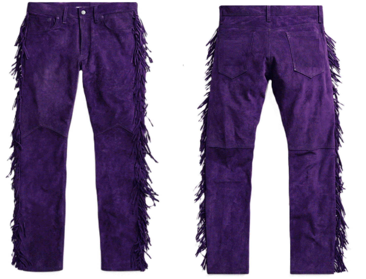 Mens New Purple Buckskin Suede leather Western Hippy Fringe Pants WBP-120