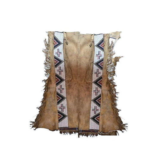 Native American Style Beaded Tan Leather Chaps Leggings NCP112