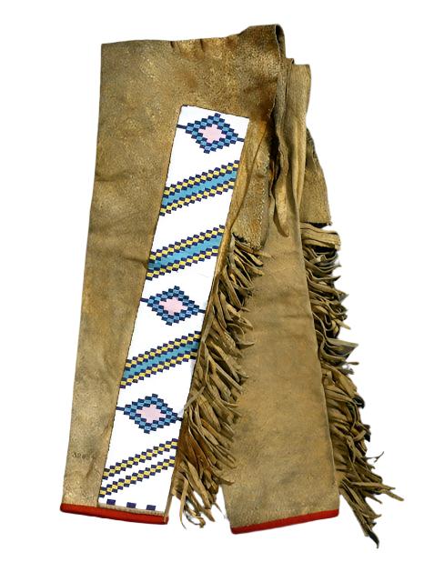 Native American Style Beaded Tan Leather Chaps Leggings NCP192