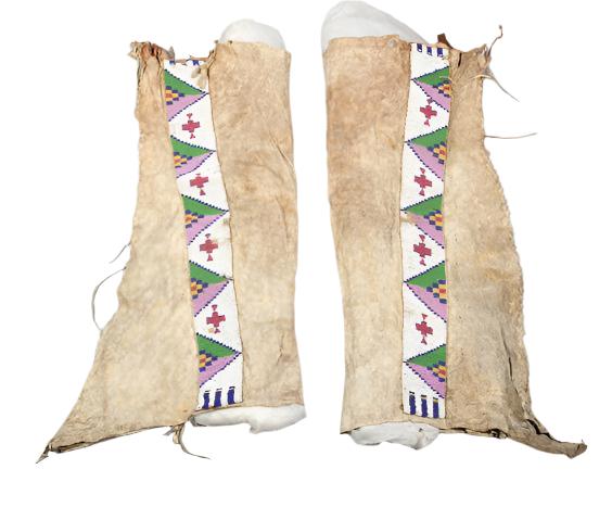 Native American Style Beaded Beige Leather Chaps Leggings NCP197